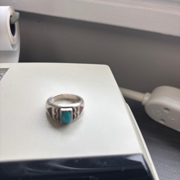 925 Silver custom made in Japan ring with real turcoise stones - Picture 1 of 4